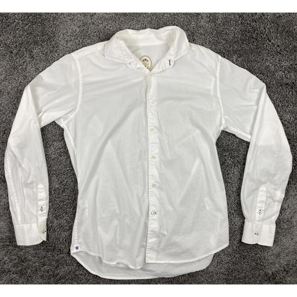 Ganesh Shirt Mens White Stretch Button Front Size XL
